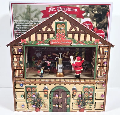 MR CHRISTMAS ANIMATED ADVENT HOUSE CALENDER LED LIGHTS MUSICAL IN BOX - Image 1 of 4