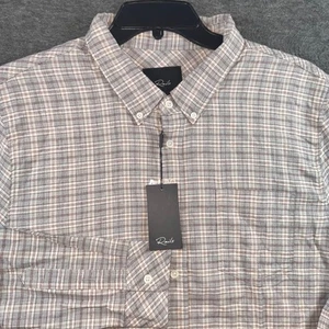 Rails Reid Grey Heather Cran Plaid Check Long Sleeve Shirt Stretch Mens XL NEW - Picture 1 of 8