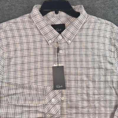 Rails Reid Grey Heather Cran Plaid Check Long Sleeve Shirt Stretch Mens XL NEW - Image 1 of 4