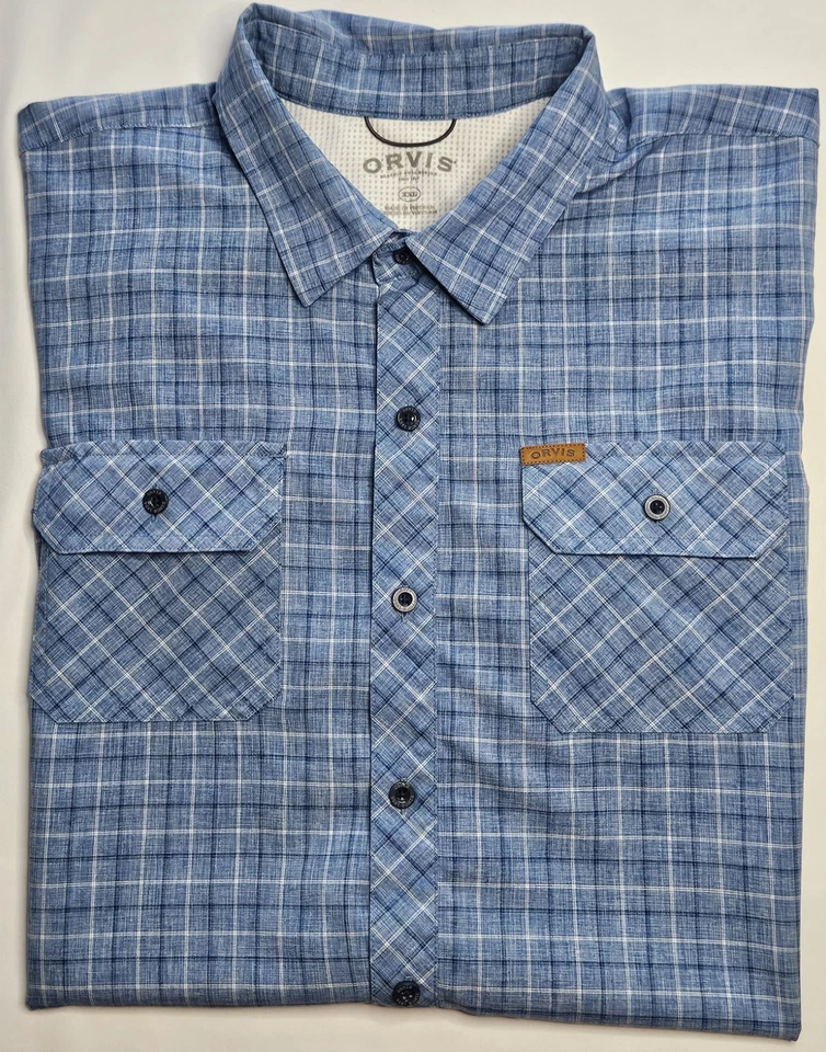 Mens Orvis Classic Collection Short Sleeve Plaid Polyester Button Up Shirt XXL - Image 1 of 2