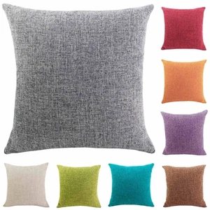 Funda de cojín de lino lisa funda de almohada decoración del hogar 16" 18" 20" 22" 24" 26" 28" - Imagen 1 de 13