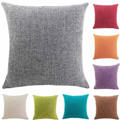 Plain Linen Cushion Cover Pillow Case Home Decor 16" 18" 20" 22" 24" 26" 28" - Image 1 of 4