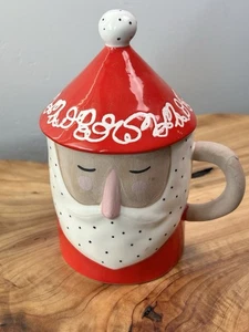 "Taza de Navidad de Papá Noel con tapa - Taza de cacao de vacaciones de cerámica de 5"" de alto" - Imagen 1 de 13