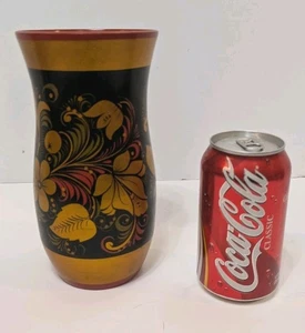 Vintage USSR Khokhloma Floral Vase - Picture 1 of 4