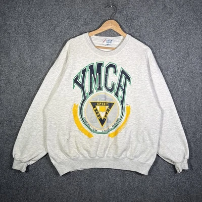 Sudadera De Colección YMCA Para Hombres XL Gris Años 90 Campamento Espíritu Mente Cuerpo Suéter Raro Foto 1 de 4