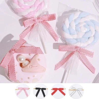 50 pcs 3" Pre Tied Grosgrain Ribbon Stitched Twist Tie Bows Favor Decorations - Image 1 of 2
