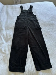 Lovely Toast Black Cord Dungarees Jumpsuit Size 10 100% Cotton Pockets 28.5L - Picture 1 of 20