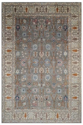 10x14 ft Handmade wool Area Rug, Gray Afghan Oriental carpet, Living Room Rug, - Image 1 of 4