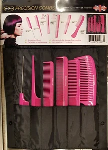 Denman DPC Full 6 Comb Set in a Tool Roll/Wallet/Holder Combs *PINK* - Picture 1 of 2