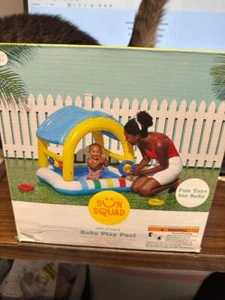 Nuevo Sun Squad inflable bebé juego piscina 40x40x36 toldo extraíble 13,7 gal - Imagen 1 de 3