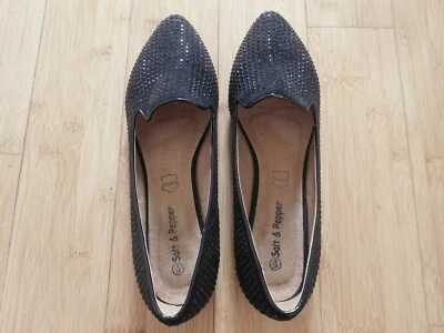 Lovely Ladies Sparkly Diamante Stud Flat Faux Suede Shoes ❤️ Size 6.5-7 - Image 1 of 4
