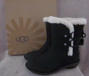 UGG Australia 1007760 Akadia schwarze Damen-Lederstiefel Schuhe US 6 EUR 37 neu mit Karton  - Bild 1 von 6