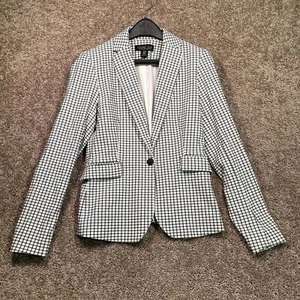 Rachel Zoe Blazer Jacket Women's XS White Black Check Polyester Single Breasted - Picture 1 of 5