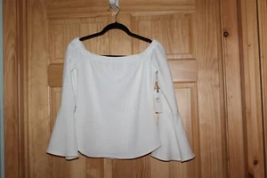 Leith Women's Ivory Knit Bell Sleeve Top - M NWT - Picture 1 of 3