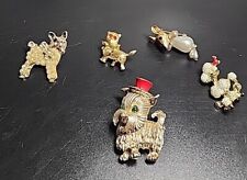 Lot of 5 Vintage Figural Animal Brooch Pins Poodles. Bunny, Cat, Deer