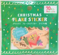 Christmas Flake Sticker 70 pc Santa Snowman Animal Reindeer Tree Cake Gift JAPAN