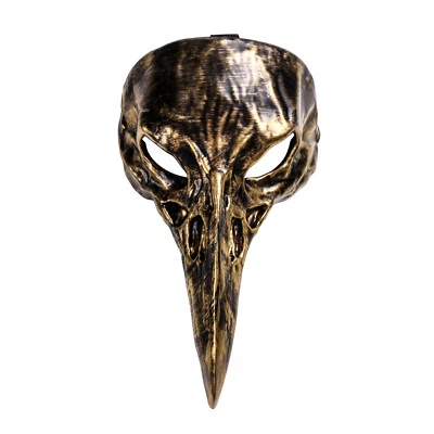 Black Gold Raven Skull Bird Nose Masquerade Mask for Gothic Halloween - Image 1 of 3