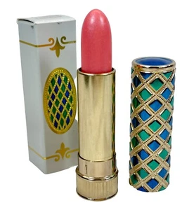 1972 Avon Empress Pandora Pink Lipstick in Mermaid Scale Enamel Metal Case NOS - Picture 1 of 8