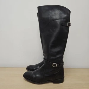 Frye Jane 77550 Veronica Black Leather Knee High Tall Heel Boots Uk 7 Us 9 - Picture 1 of 11