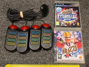 BUZZ QUIZ TV MUSIC GAMES USB WIRED BUZZERS CONTROLLER PAD SONY PLAYSTATION 3 PS3 - Picture 1 of 1