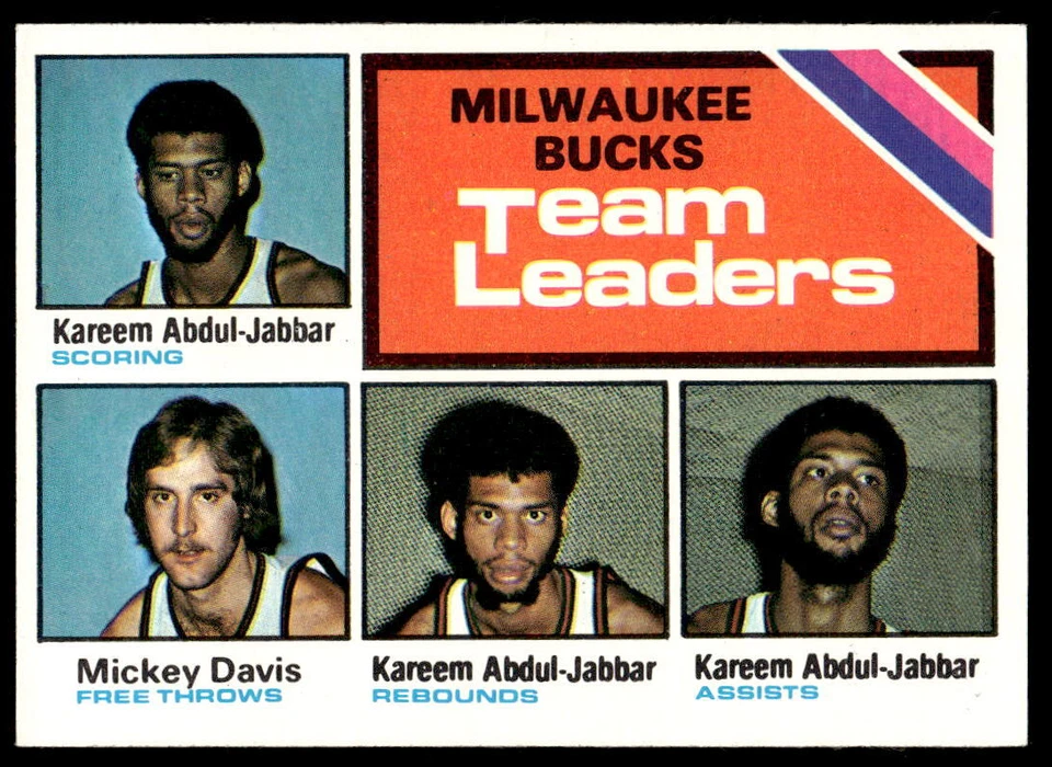 1975-76 Topps #126 Kareem Abdul-Jabbar / Mickey Davis BASKETBALL Milwaukee Bucks - Image 1 of 2