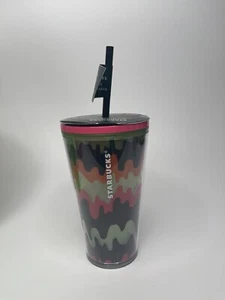 Starbucks Halloween 2023 Multicolor Drip Glow-In-The Dark 16 Oz Cold Cup Tumbler - Picture 1 of 3