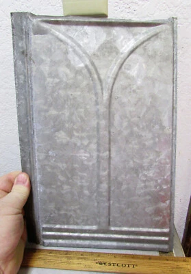 vintage galvanized embossed tin shingle Barn roof, rustic decor item, 14 x 9.25 - Image 1 of 2