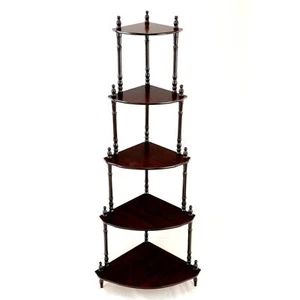 Traditional  Cherry Brown 5-Tier wood and laminated Corner rack shelf - Picture 1 of 4