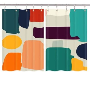 Mid-century Modern Abstract Curtains Window Drapes 2 Panel Set with Hooks - Picture 1 of 10