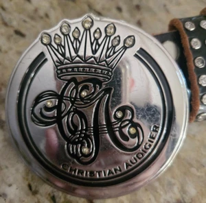 CHRISTIAN AUDIGIER DAMEN Nieten Schnalle & Gürtel 100% Leder 39" Größe S - Bild 1 von 8