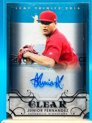 2016 Leaf Trinity JUNIOR FERNANDEZ Clear Gray RC Auto Cardinals Top Prospect - Image 1 of 2