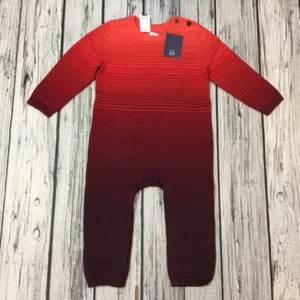 Baby Gap Boys 0-3 Months Red Hombre Striped Sweater Romper. Nwt - Picture 1 of 5