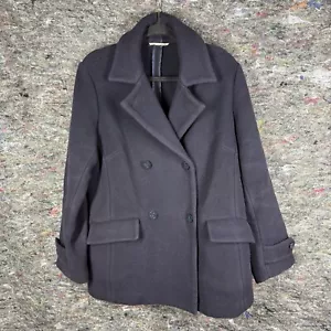 346 Brooks Brothers Womens Peacoat Size XL Wool Black Heavy Double Breasted - Picture 1 of 8