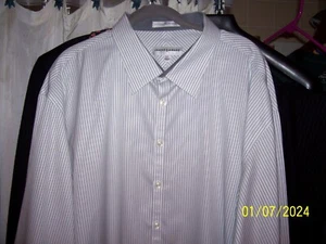 new men's sz 19 34/35 Jhane Barnes lux dress shirt gray & white stripe 59"chest - Picture 1 of 12