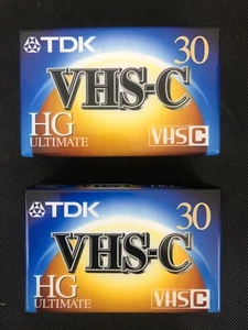 x2 TDK VHS-C TC-30HG Ultimate Camcorder Compact Video Cassette Tapes - NOS - Picture 1 of 2