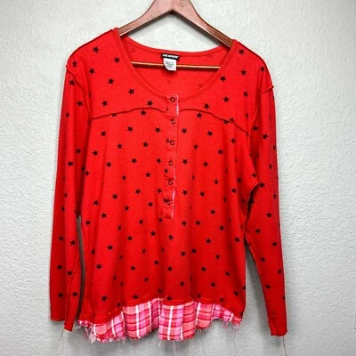 Camiseta para dormir Joe Boxer talla XL roja y negra estrella y cuadros Foto 1 de 4