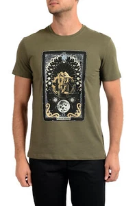 Roberto Cavalli Herren T-Shirt olivgrün Grafikdruck Rundhals Gr. S M L XL 2XL - Bild 1 von 7