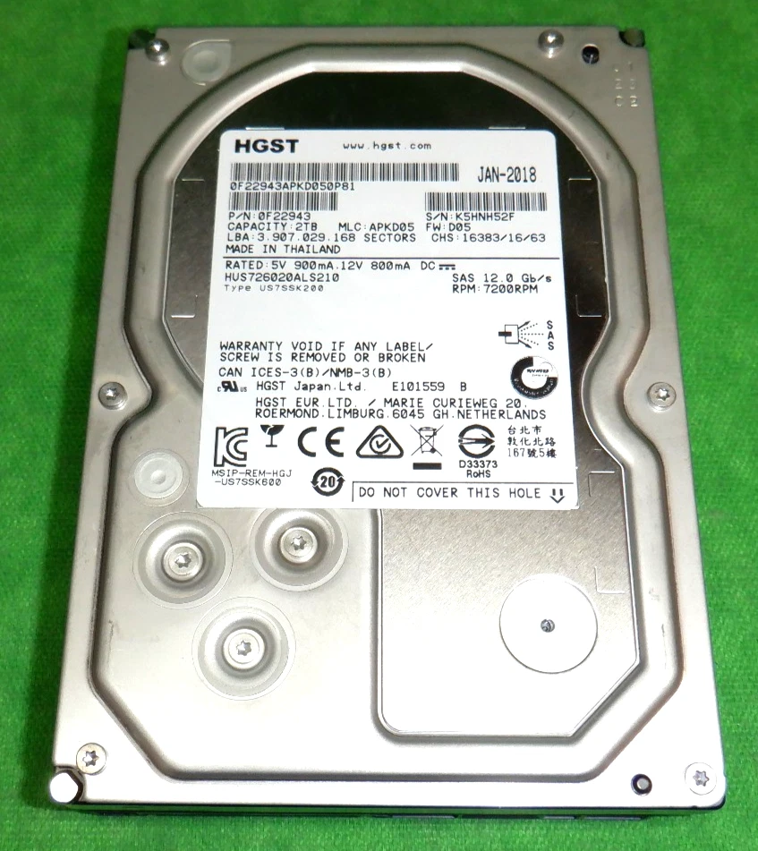 HGST 2TB LFF SAS Hard Disk Drive 0F22943 3.5" 7.2k 12Gbps HDD - Image 1 of 3