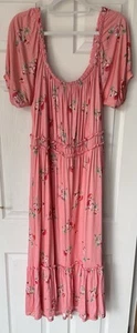 Joe Browns light coral coloured Floral Jersey Tiered Dress Size 16 - Picture 1 of 4