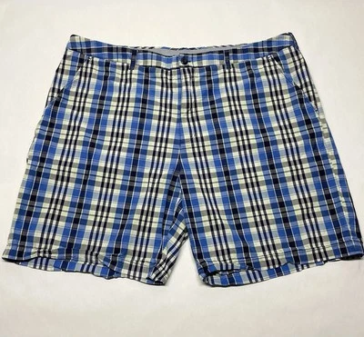 Croft Borrow Blue Plaid Chino Golf Casual Shorts Mens 44 Dad Preppy Retro Y2K - Image 1 of 4