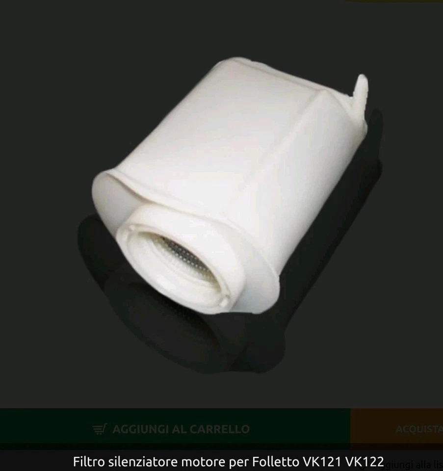 FOLLETTMANIA FILTRO SILENZIATORE FOLLETTO VK121 VK 122 PER MOTORE VORWERK COMPATIBILE
