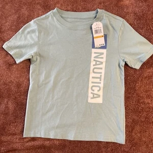 Nautica Boys' 100% Cotton Crew Neck Solid T-Shirts aqua haze size 4 - Picture 1 of 6