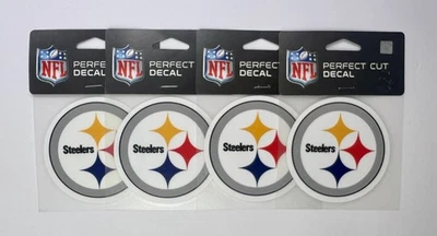 Lote de 4 calcomanías de corte perfecto de los Pittsburg Steelers de la NFL de 4" de diámetro Nuevo X9 Foto 1 de 3