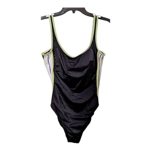 MiracleSuit Swim Bathing Suit Size 12 Tummy Control Jet Black 1 Piece Stripe - Picture 1 of 5
