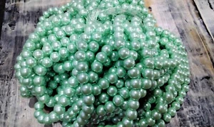 Glass Pearl Bead, Pearlized, 10mm, Light Green, 50 pce, Free Post OZ - Bild 1 von 2
