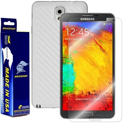 ArmorSuit MilitaryShield Samsung Galaxy Note 3 Screen + White Carbon Fiber Skin - Image 1 of 4