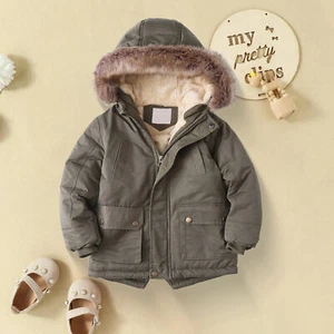 Hooded Cotton Jacket Cozy Hooded Jacket for Kids Warm Cozy Unisex Children's - Picture 1 of 15