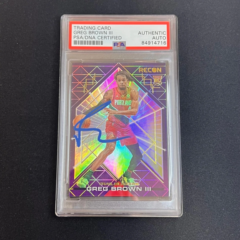 2021-22 Panini Recon #227 Greg Brown III Signed Card AUTO PSA Slabbed Trail Blaz - Image 1 of 2