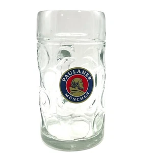 Tazza birra Paulaner Munchen 1 litro fossette tedesca Oktoberfest vetro - Foto 1 di 7