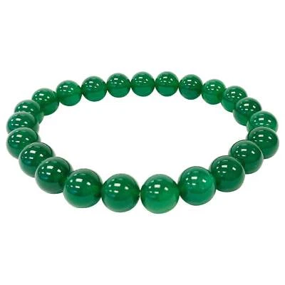 Green Agate Gemstone Bracelet 8mm Beads, Handmade Unisex Jewelry for Healing & M - Image 1 of 4